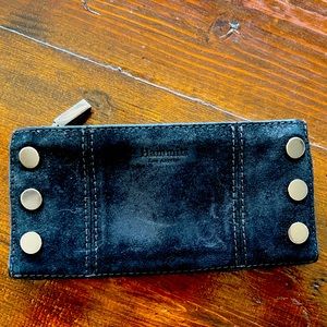 110 North Slim Pebble Black Suede Studded Rivet Magnetic Closure